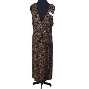 RJ Stevens Carol Escritor Vintage Paisley Secretary Dress Navy Blue Gold Size 8